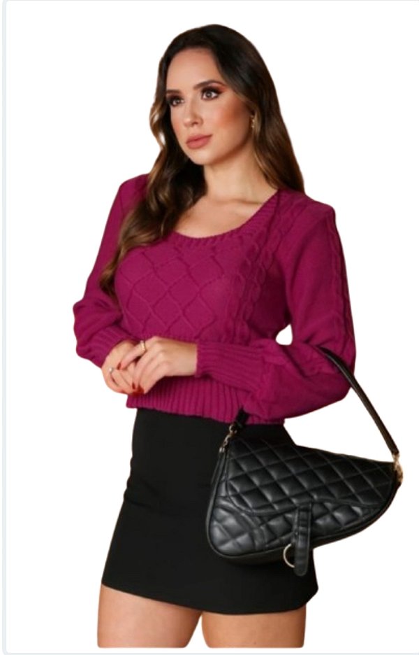 Blusa de frio trança gola U