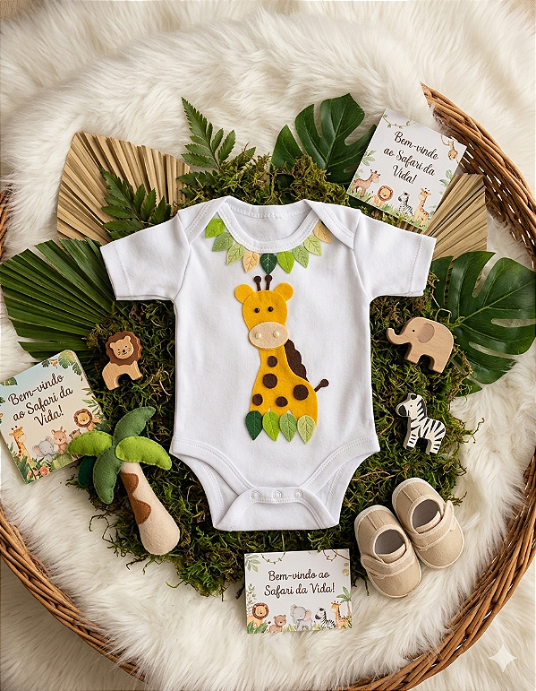 Body Bebê Girafa com Estampa Divertida