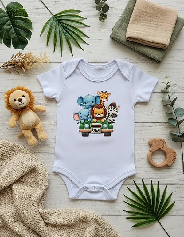 Body Bebê Safari com Estampa Divertida