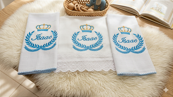 Kit Fralda Bordada Realeza para Bebês