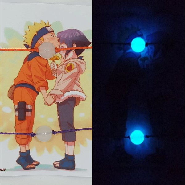Duo de Pulseiras Naruto e Hinata Brilha no Escuro