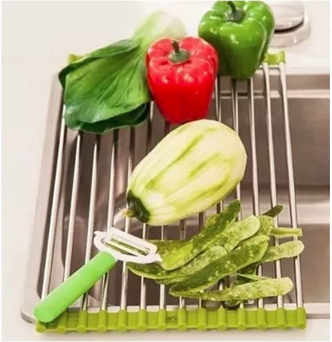 Escorredor Para Pia E Multiuso Flexível Inox Dobrável IKAZA
