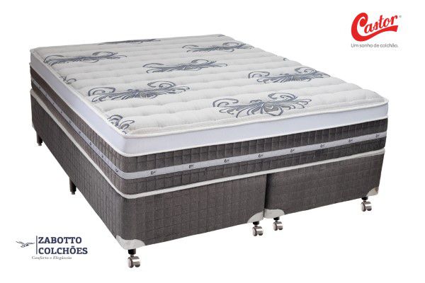 Cama Box + Colchão Castor Silver Star Air Bonnell One Face - Casal/Solteiro