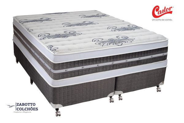 Cama Box + Colchão Castor  Molas Tecnopedic System Silver Star AIR Double Face - Casal