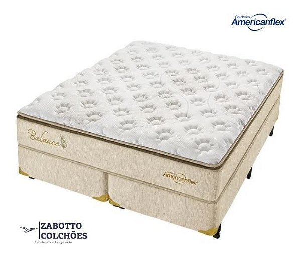 Cama Box +  Colchão Molas Ensacadas Americanflex Balance - Casal/Solteiro