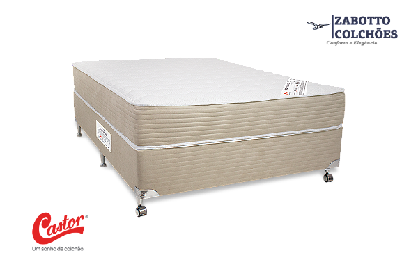 Cama Box + Colchão Castor Revolution New Tecnopedic One Face