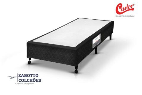 Cama Box Simples Castor Poli Solteiro 78x188x40cm (Diferentes Cores)