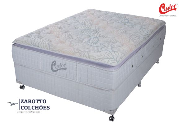 Cama box + Colchão Castor Gold Star Slx Vitagel One Face - Casal/Solteiro