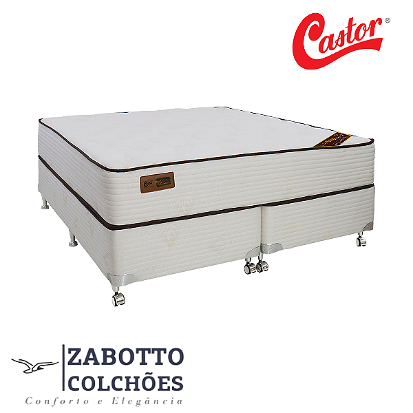 Cama box + Colchão Castor Kingdom Aloe Vera New- Casal/Solteiro