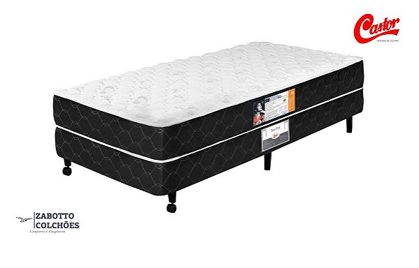 Cama box + Colchão Black White D33 Double face - Solteiro