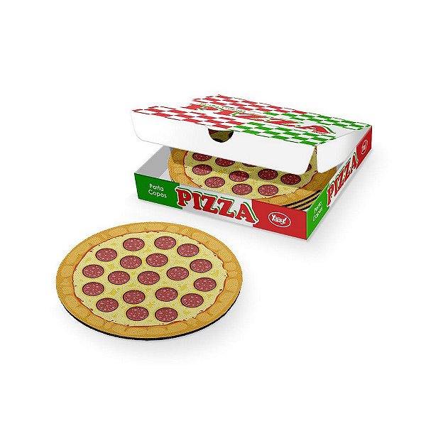 Jogo de Porta Copos 4 Peças Pepperoni Pizza Yaay! PCP013