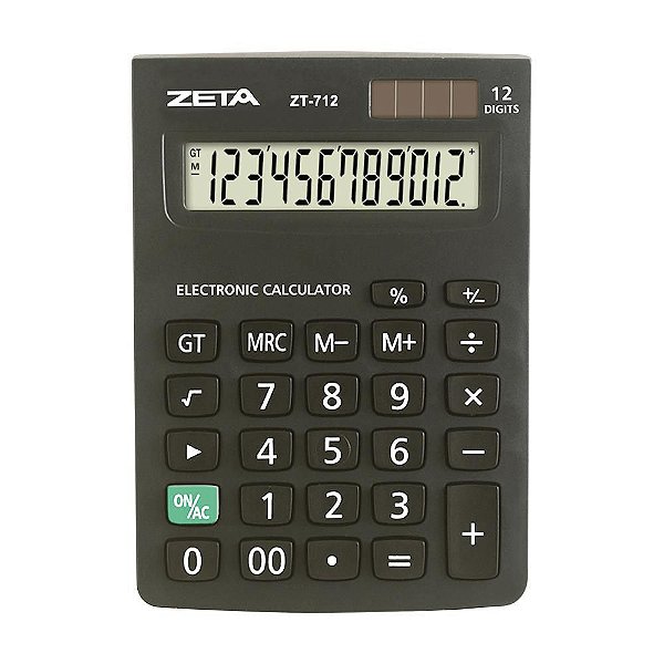Calculadora de Mesa 12 Dígitos Preta Zeta ZT712