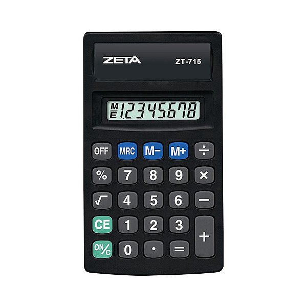 Calculadora de Bolso 8 Dígitos Preta Zeta ZT715