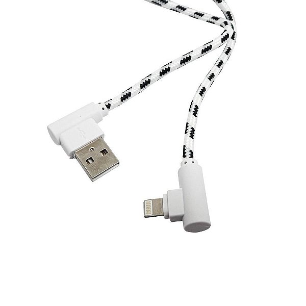 Cabo USB-A x Lightning 2m Conector 90º Branco Husky ARGA007