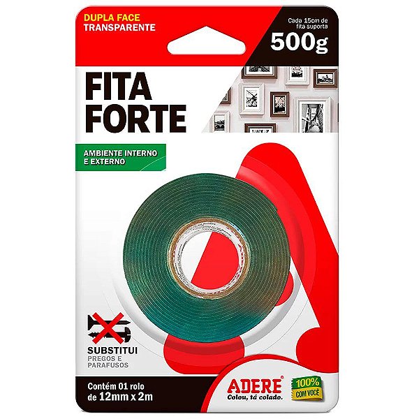 Fita Dupla Face Transparente Fita Forte 12mm x 2m Adere