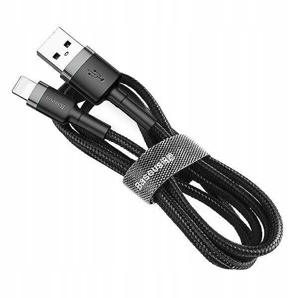 Cabo USB-A x Lightning 2m Reforçado Cinza Baseus CALKLF-CG1