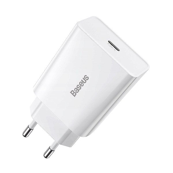 Carregador Rápido USB-C 20W PD Speed Mini Branco Baseus CCFS-SN02