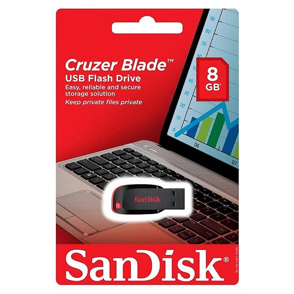 Pen Drive 8GB Cruzer Blade USB 2.0 SanDisk SDCZ50-008G-B35