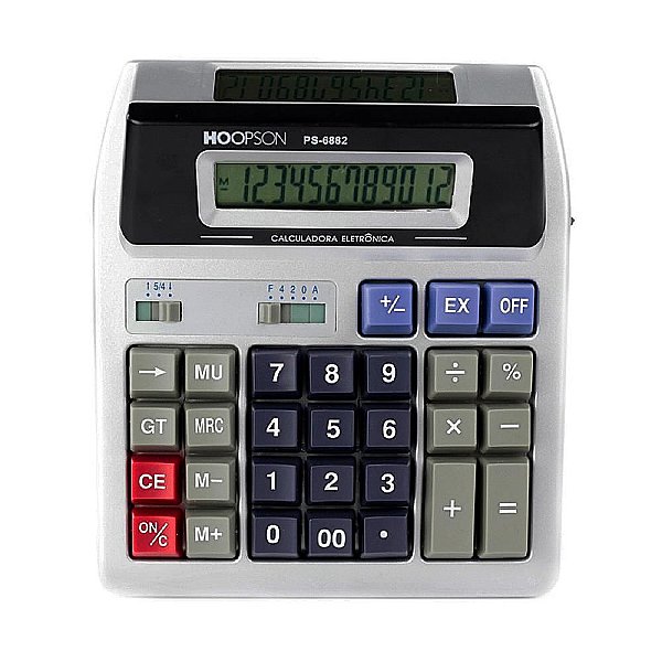 Calculadora de Mesa 12 Dígitos Visor Duplo Hoopson PS-6882