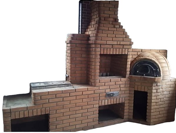 Kit Churrasqueira Iglu Mônaco -  Churrasqueira + Fogão a lenha 3 bocas + Forno Iglu