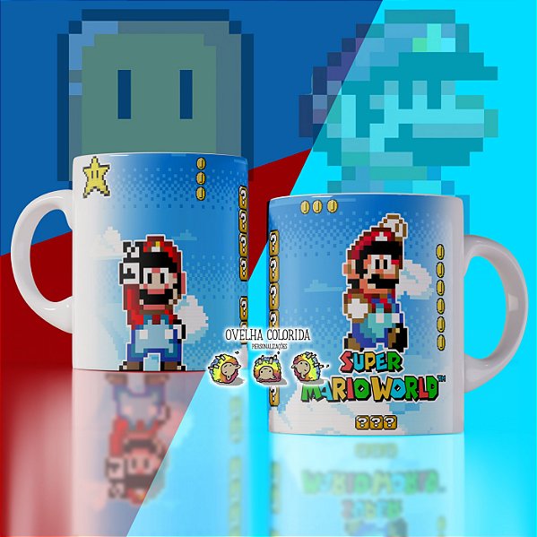 Mug Pop Colecionáveis Mario Kart Jogos Super Mario World Pixel