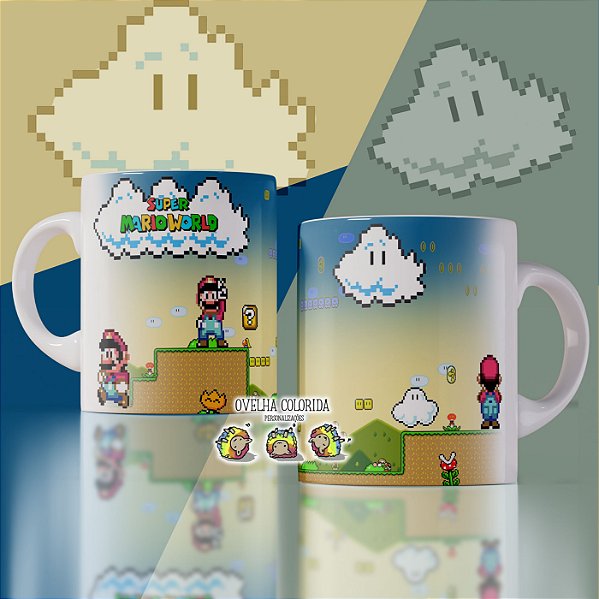 Mug Pop Colecionáveis Mario Kart Jogos Super Mario World Pixel