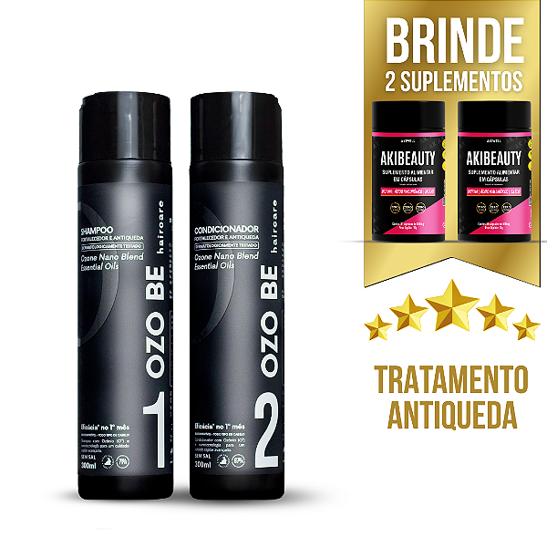 Kit Antiqueda 01 Shampoo + 01 Condicionador Ozo Be + Akibeauty BRINDE