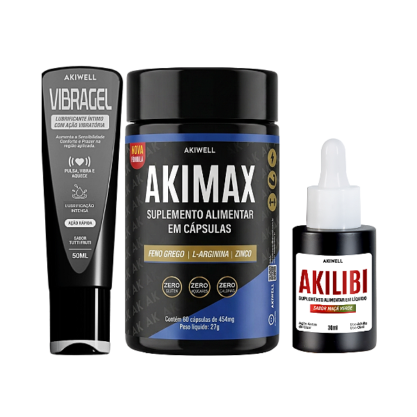 Kit Potência Masculina 01 Akimax + 01 Akilibi + 01 Vibragel
