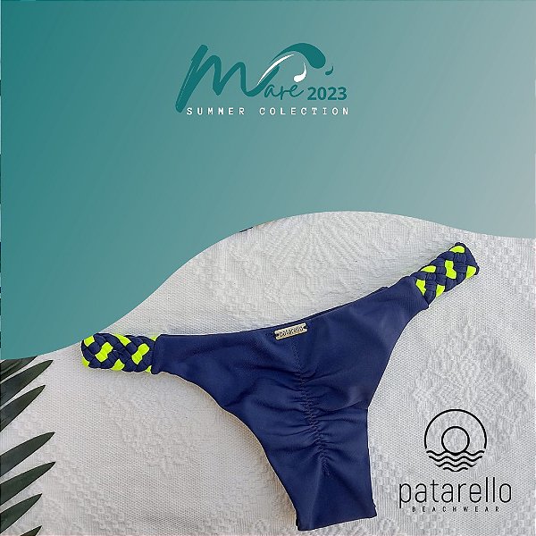 Calcinha Laguna Marinho/Amarelo Neon