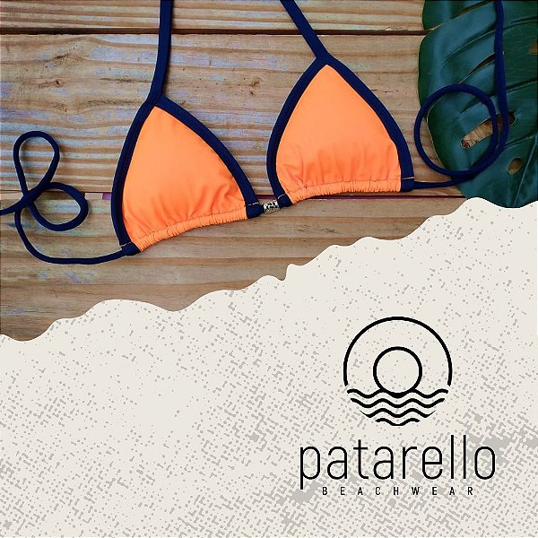 Top Marquinha Laranja Neon/Marinho