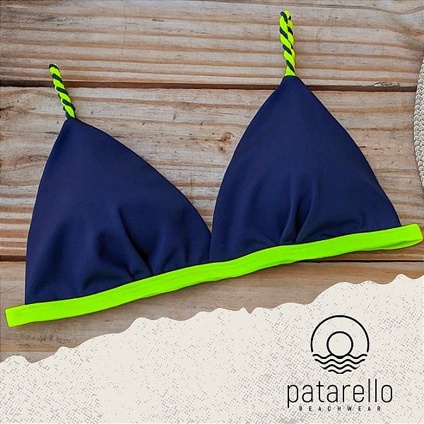 Top Malibu Marinho/Amarelo Neon