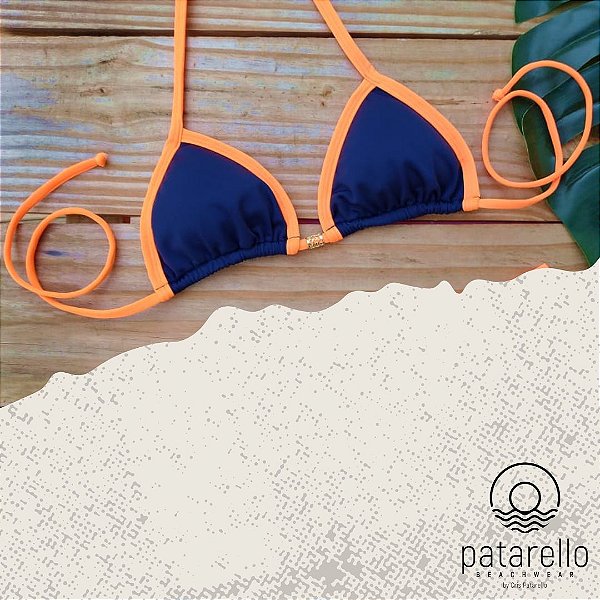 Top Marquinha Marinho/Laranja Neon