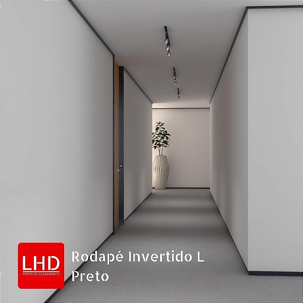 Rodapé Invertido LHD para embutimento em parede Drywall