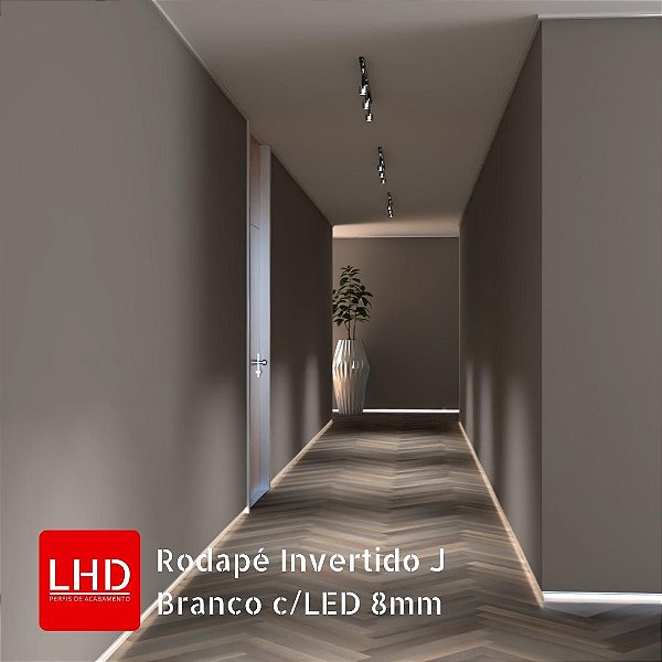 Rodapé Invertido LHD com nicho para LED para embutimento em parede Drywall