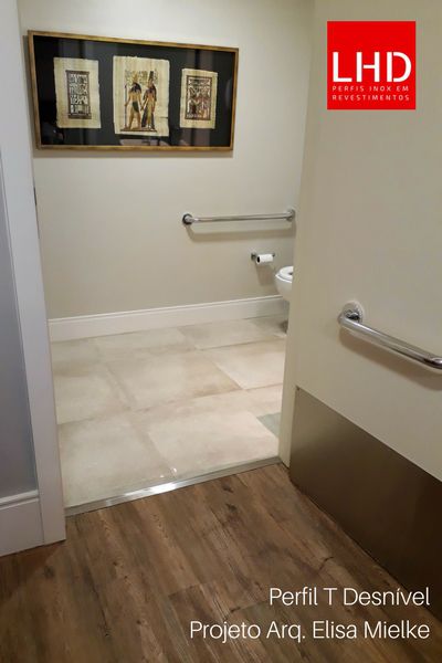 Perfil Desnível Inox para Acabamento de Desníveis entre Pisos