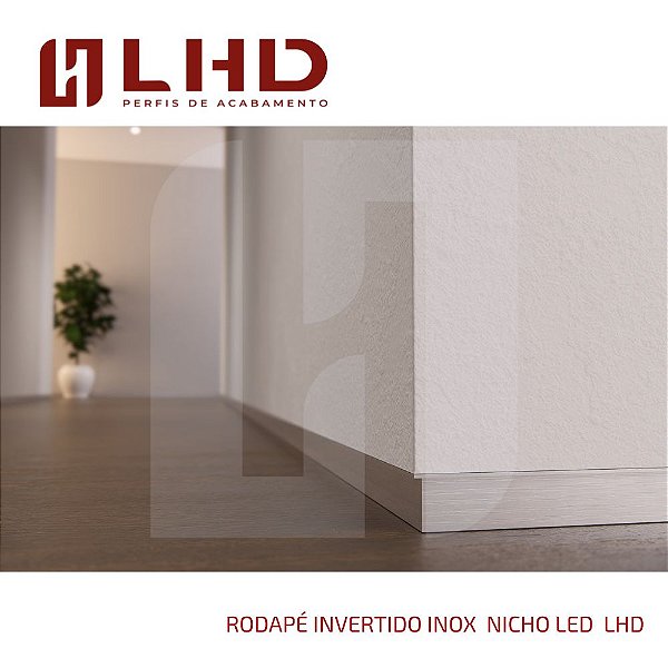 Rodapé Invertido J Inox 304 | LED Embutido | Alturas 30/40/50mm