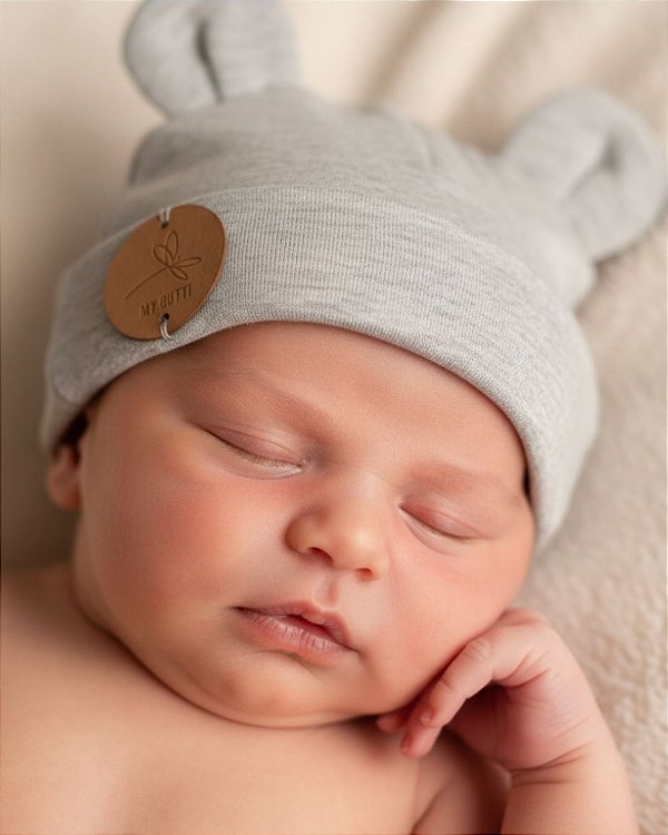 Kit touca orelhinha Gorro RN - Cinza (2 peças)