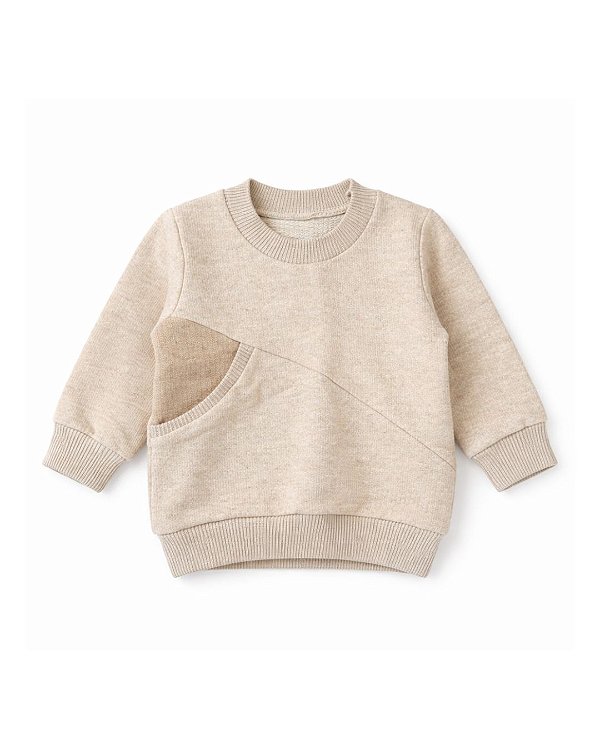 Conjunto Moletom Bebê com bolso - Bege Areia 100% Algodão