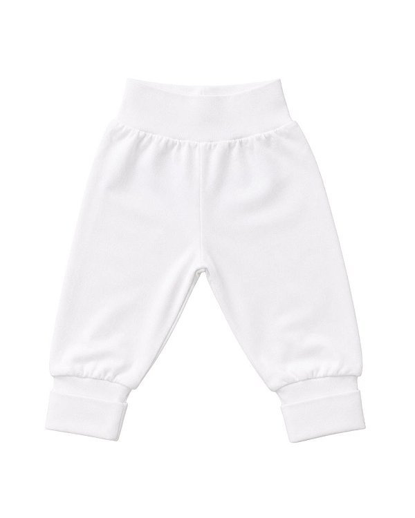 Calça Bebê Cós Anticólica com Pezinho Reversível – Branca