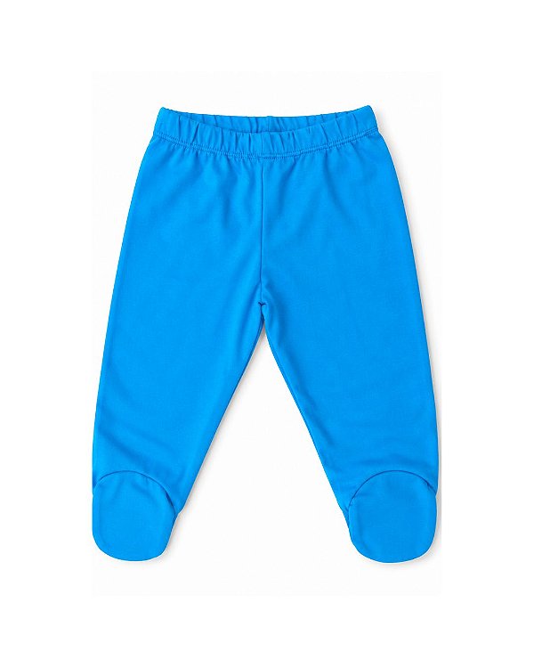 Calça Bebê com Pezinho – azul céu - algodão prima