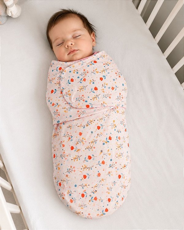 Swaddle ajustável com velcro - Tulipa rosa