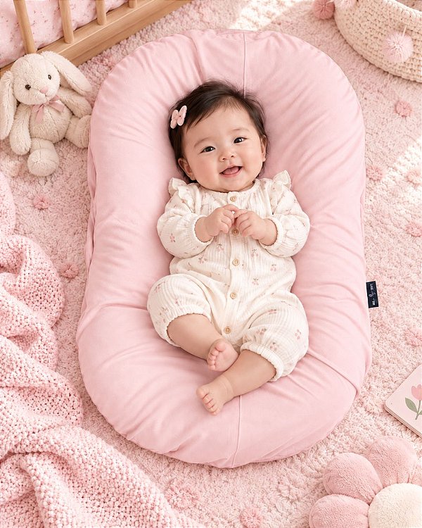 Ninho + Capa Rosa 100% algodão - redutor de berço - My Gutti Baby AmareNinho