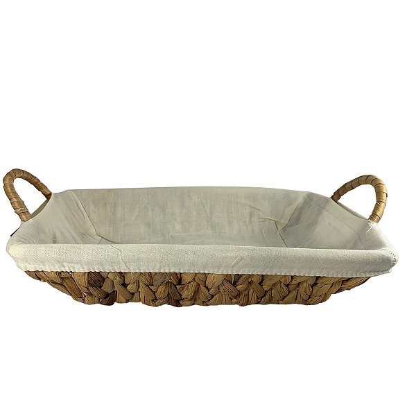 Cesta de Fibra Natural Com Forro Para Pães Torradas Frutas Tam.M Mesa