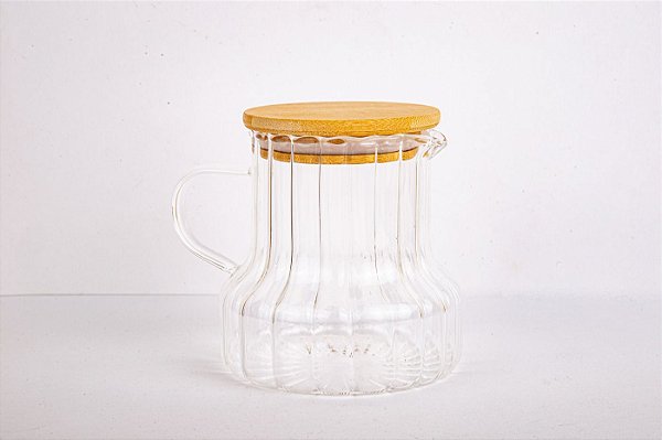 Jarra Vidro Borossilicato Com Tampa Bambu 500ml