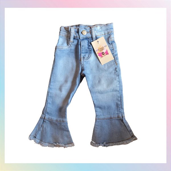 Calça Jeans Flare infantil boca de sino - Fofuras do Reino Moda Infantil