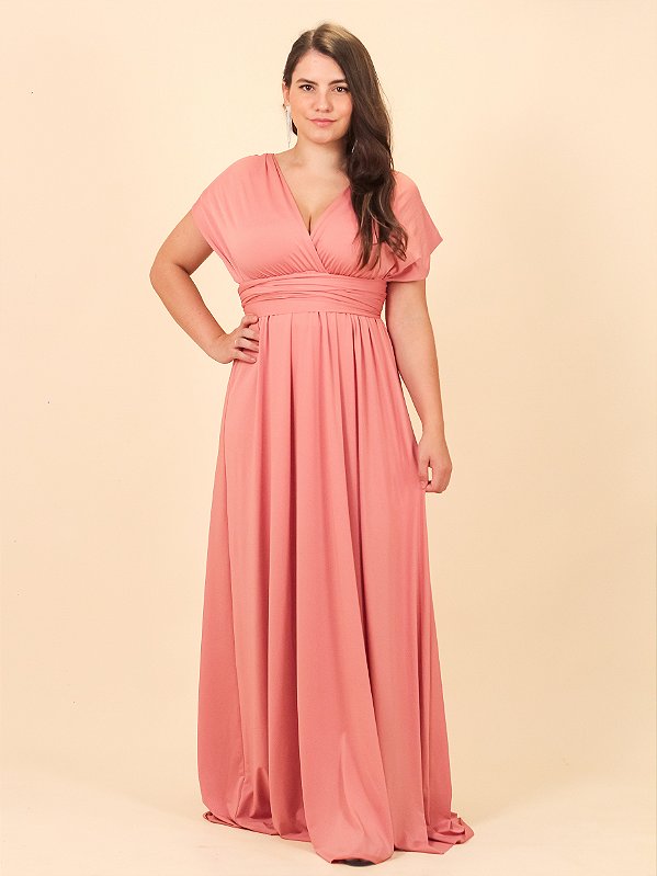 Vestido longo on sale rosa envelhecido