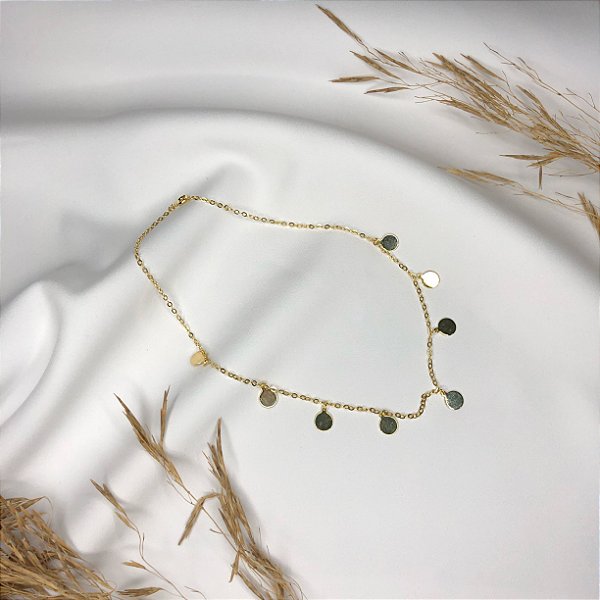 Choker Folheado com 8 Pingente de Circulo