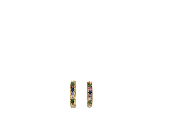Argola Folheada com Pedras Coloridas 13mm