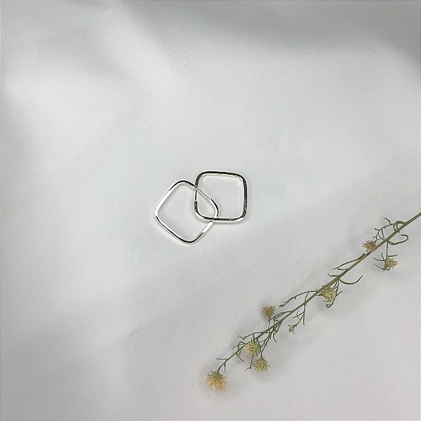 Argola Prata Quadrada Fio Liso