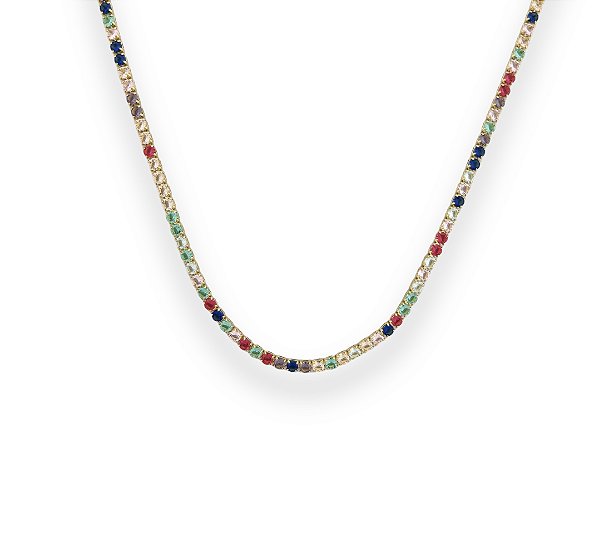 Choker Folheado Riviera Colorida 3mm c/ extensor
